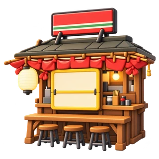 市の写真を参考にした3D風イラスト — Yataiya Pyonkichi