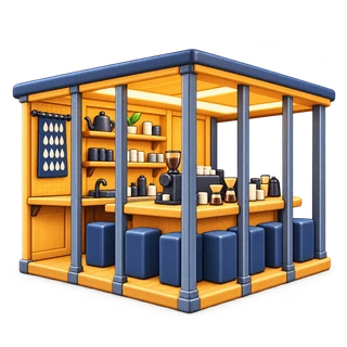 Illustration en style 3D inspirée de la photo municipale — megane coffee & spirits