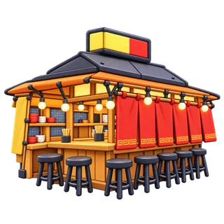 參考市政府照片的 3D 風格插畫 — Yatai no Tamachan Annex